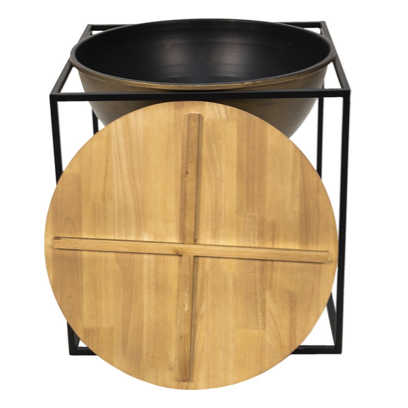Clayre & Eef Table d'appoint 53x53x55 cm Marron Noir Fer Bois