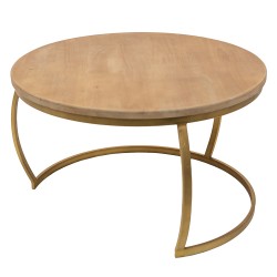 Clayre & Eef Beistelltisch Ø 62x37 cm Braun Eisen Holz