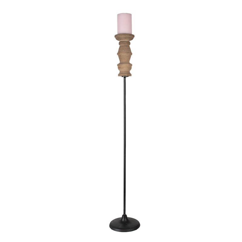 Clayre & Eef Candle holder 88 cm Black Brown Wood Iron