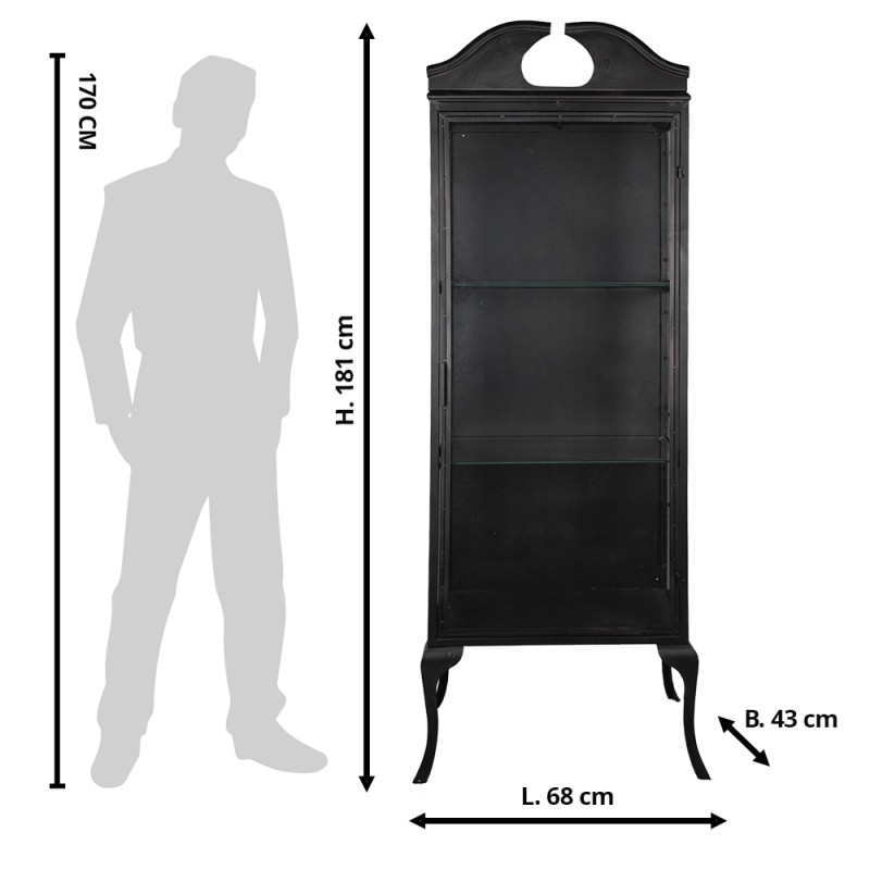 Clayre & Eef Vitrine 68x43x181 cm Noir Fer Verre
