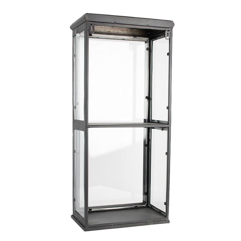 Clayre & Eef Vitrinekast  31x21x70 cm Zwart Ijzer Glas