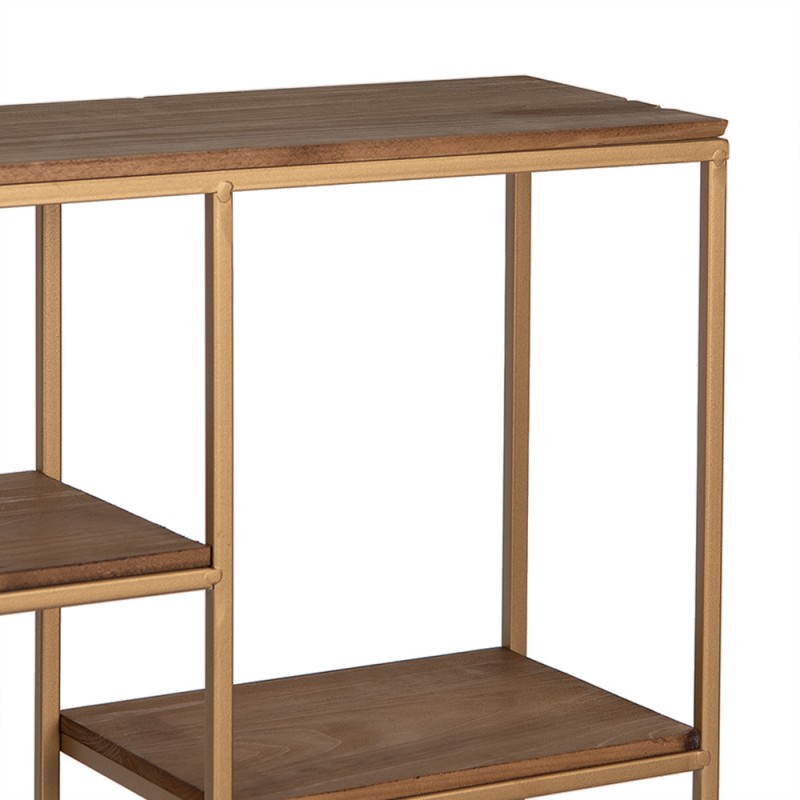 Clayre & Eef Scaffale da parete 49 cm Color oro Marrone Legno Metallo Rettangolo