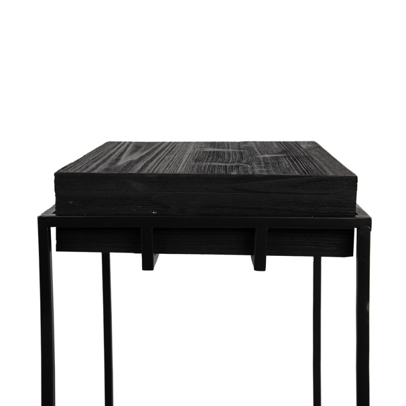 Clayre & Eef Plantentafel  31x31x65 cm Zwart IJzer Hout Vierkant