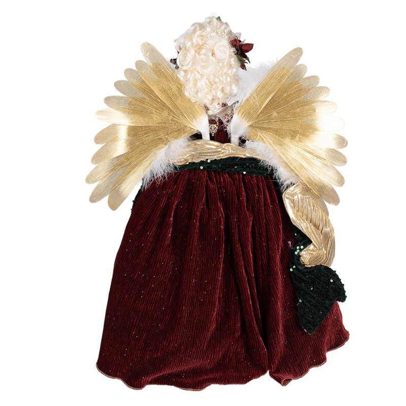 Clayre & Eef Christmas Decoration with LED Lighting and Music Angel 65 cm Red Plastic