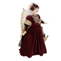 Clayre & Eef Christmas Decoration with LED Lighting and Music Angel 65 cm Red Plastic