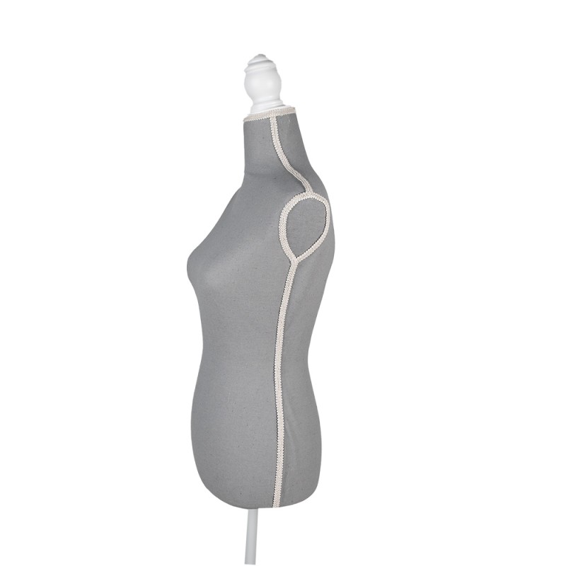 Clayre & Eef Manichino da donna regolabile 37x22x168 cm Grigio Bianco Legno Tessuto