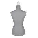Clayre & Eef Manichino da donna regolabile 37x22x168 cm Grigio Bianco Legno Tessuto