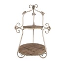 Clayre & Eef 2-Schicht-Etagere Ø 54x90 cm Braun Beige Holz