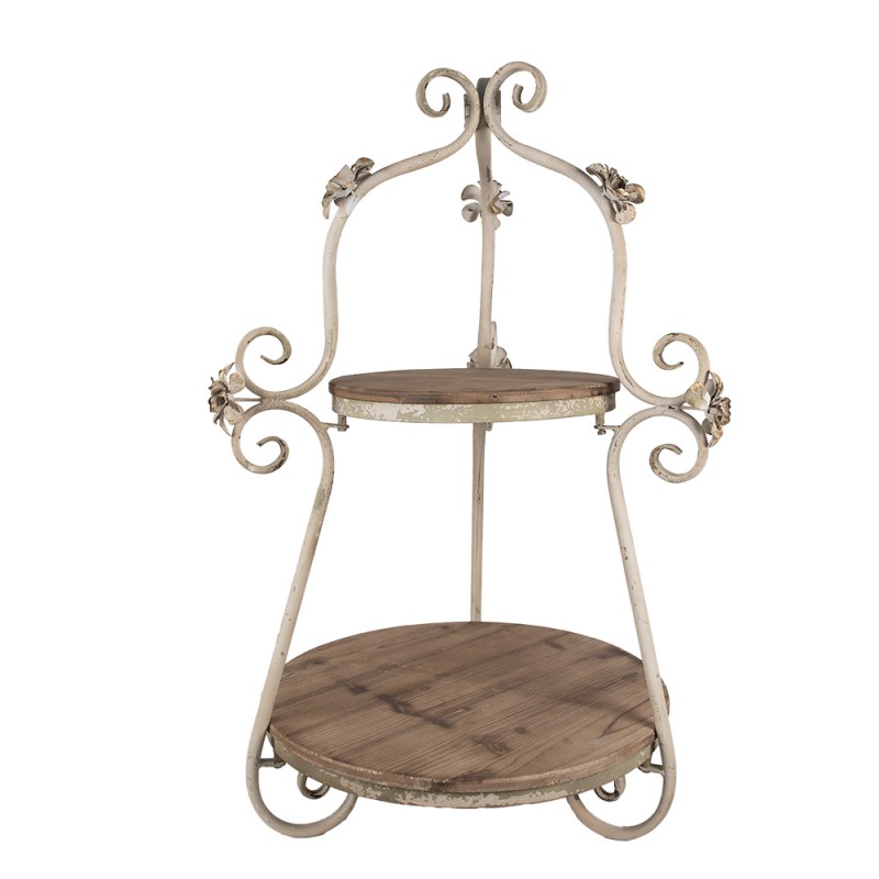 Clayre & Eef 2-Schicht-Etagere Ø 54x90 cm Braun Beige Holz