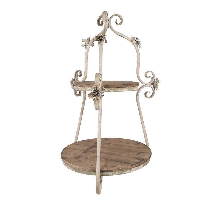 Clayre & Eef 2-Schicht-Etagere Ø 54x90 cm Braun Beige Holz