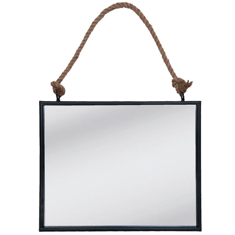 Clayre & Eef Spiegel 50x40 cm Schwarz MDF Rechteck