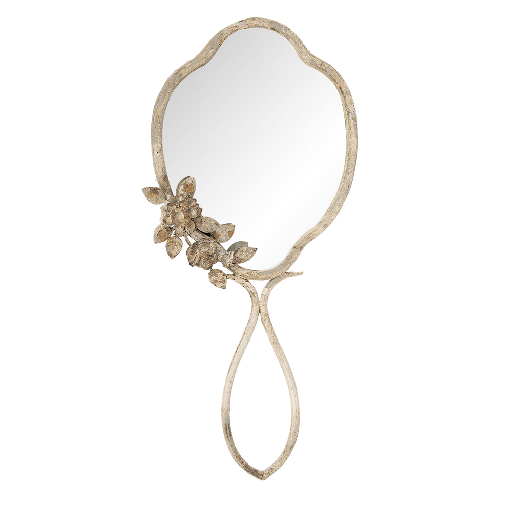 Clayre&Eef Spiegel 25x57 cm Beige IJzer Bloemen afbeelding