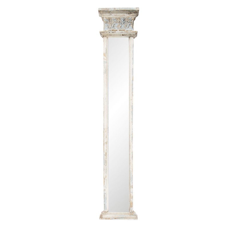 Clayre & Eef Miroir 28x145 cm Blanc Bois Rectangle