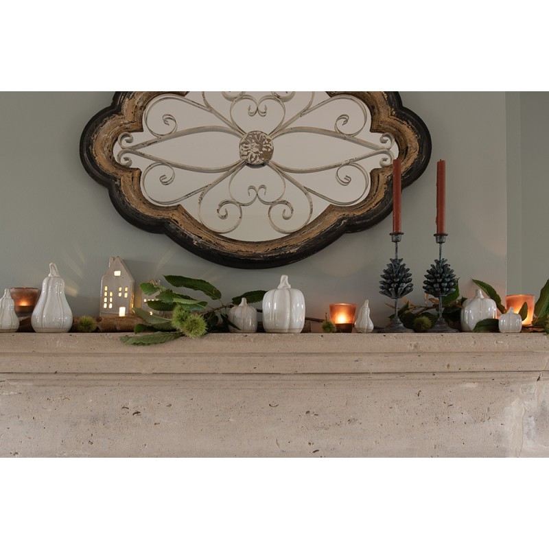 Clayre & Eef Miroir 70x100 cm Couleur or Noir Fer Bois Ovale