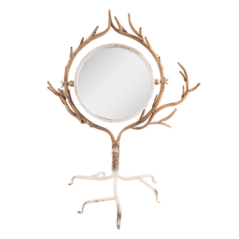 Clayre & Eef Mirror 51x37x65 cm Beige Gold colored Iron Glass