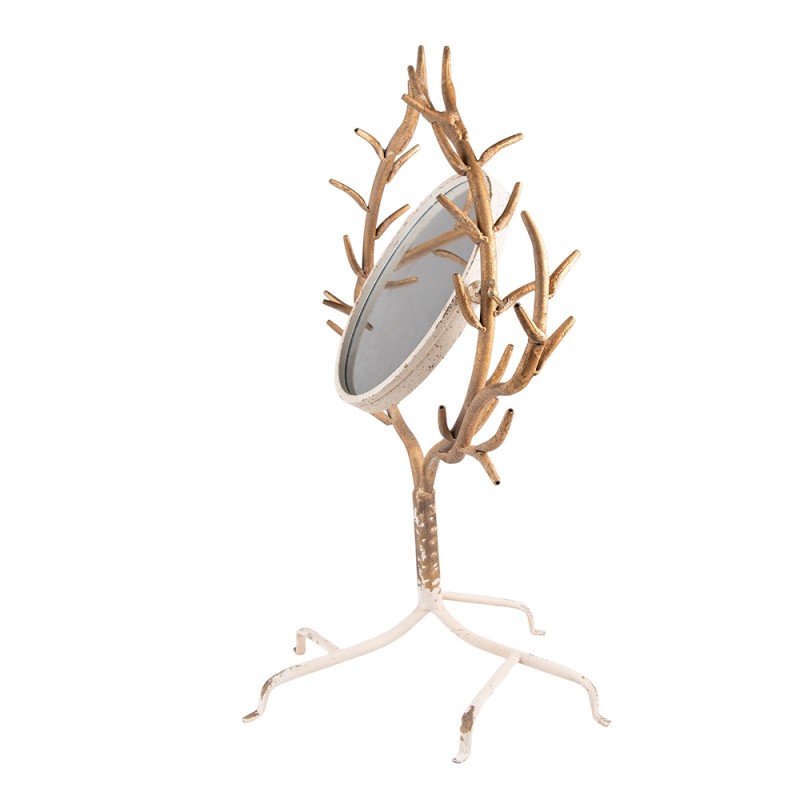 Clayre & Eef Mirror 51x37x65 cm Beige Gold colored Iron Glass