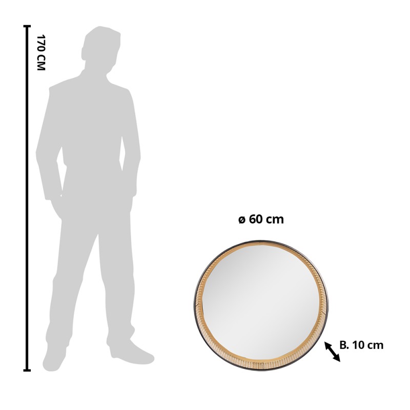 Clayre & Eef Mirror Ø 60 cm Brown Metal Round