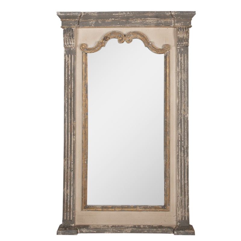 Clayre & Eef Spiegel  90x153 cm Grijs Beige Hout Glas