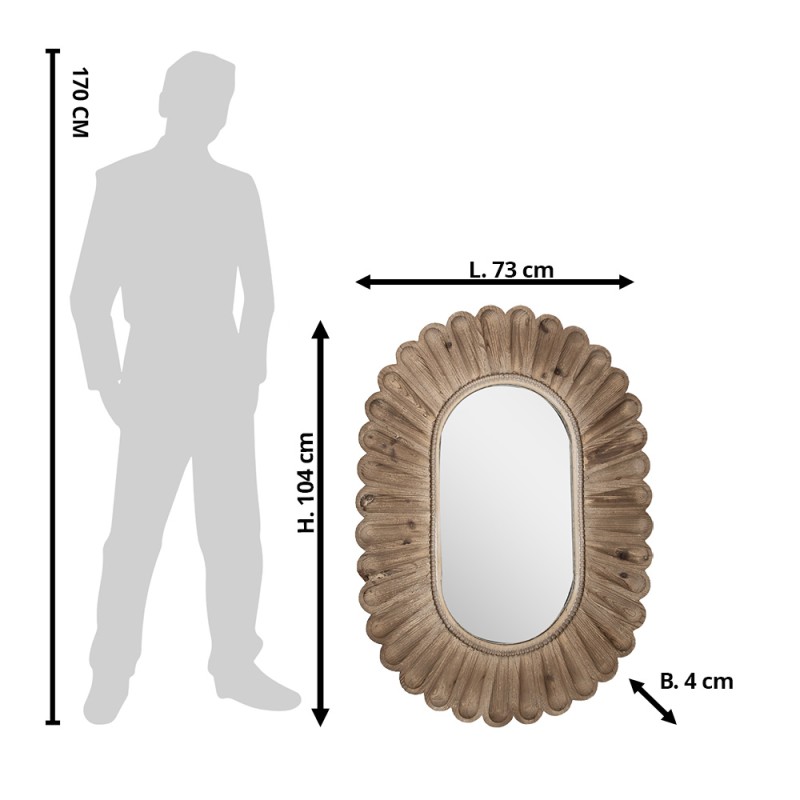 Clayre & Eef Miroir 73x104 cm Marron Bois Verre