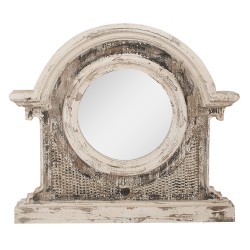 Clayre & Eef Mirror 89x8x82 cm Beige Brown Glass Wood Round