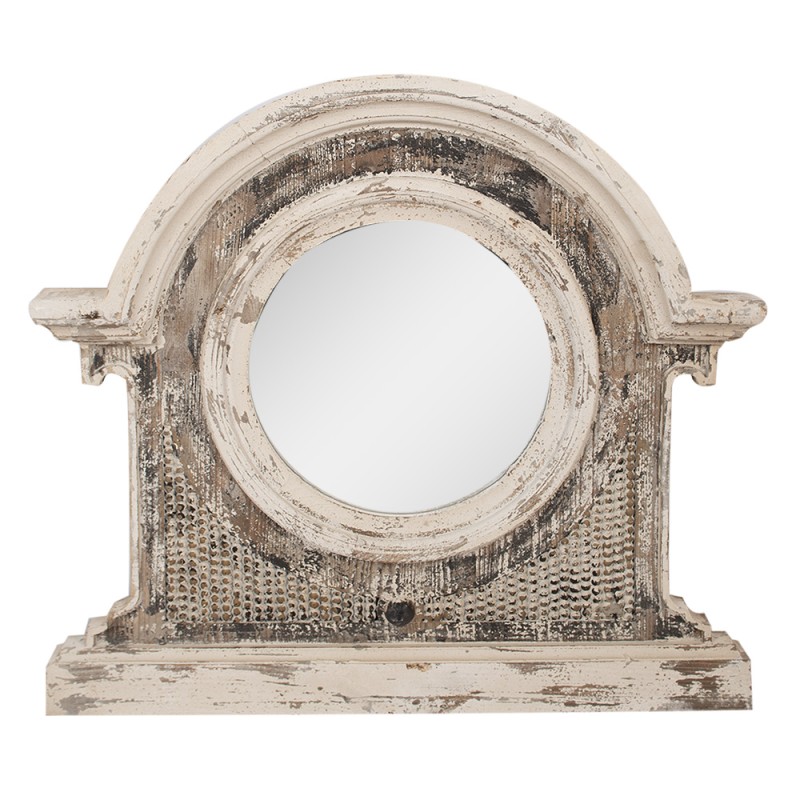 Clayre & Eef Mirror 89x8x82 cm Beige Brown Glass Wood Round
