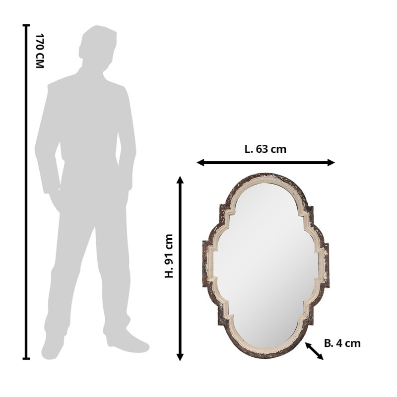 Clayre & Eef Spiegel  63x4x91 cm Bruin Beige Hout Glas