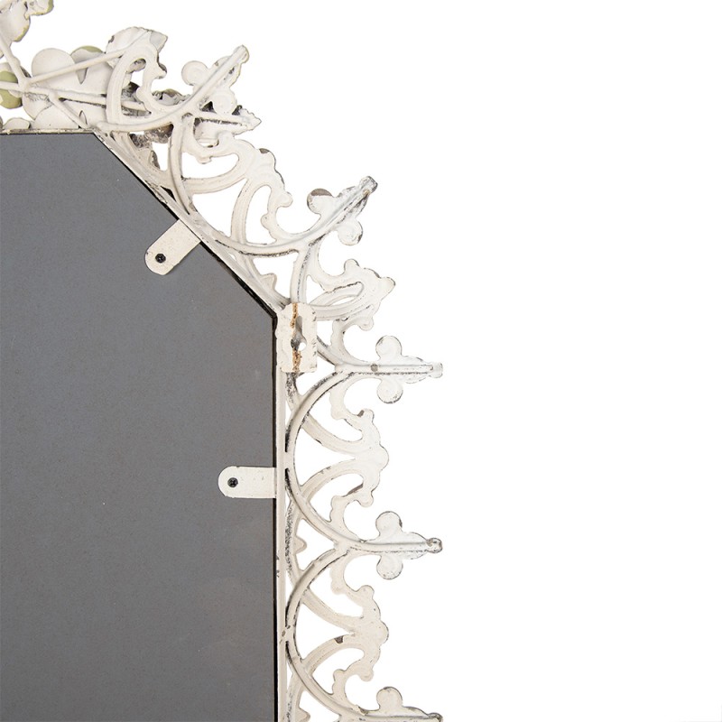 Clayre & Eef Mirror 63x93 cm Grey Green Metal Glass Flowers