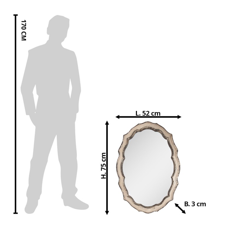 Clayre & Eef Spiegel  52x3x75 cm Beige Bruin Hout Glas
