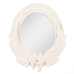 Clayre & Eef Spiegel 50x5x60 cm Weiß MDF Glas Oval
