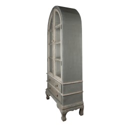 Clayre & Eef Vitrinekast  95x41x200 cm Grijs Beige Hout Glas