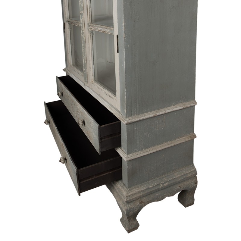 Clayre & Eef Vitrine 95x41x200 cm Gris Beige Bois Verre