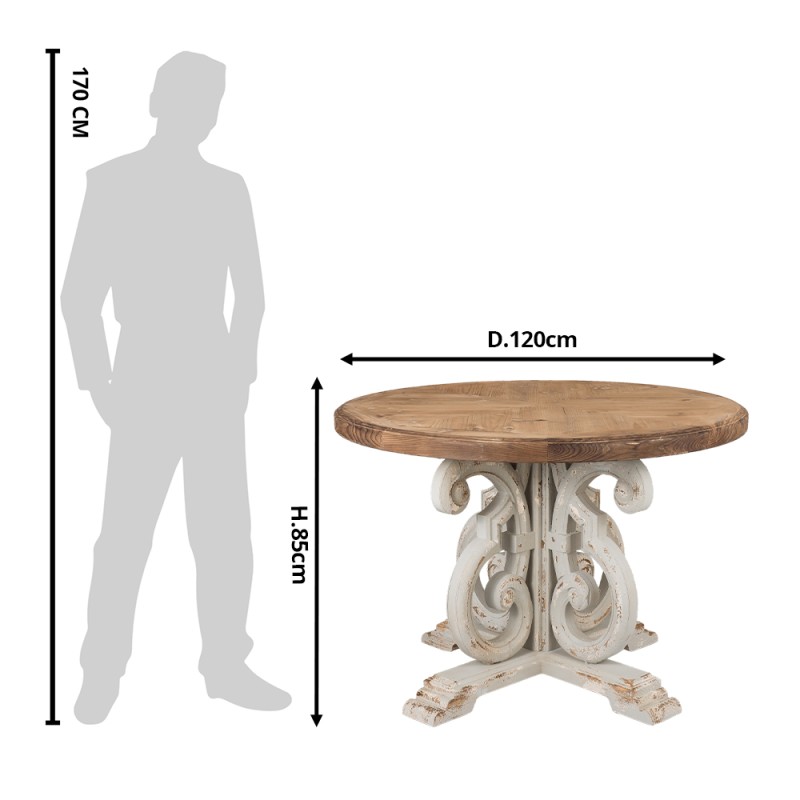 Clayre & Eef Dining Table Ø 120x85 cm Brown Wood Round
