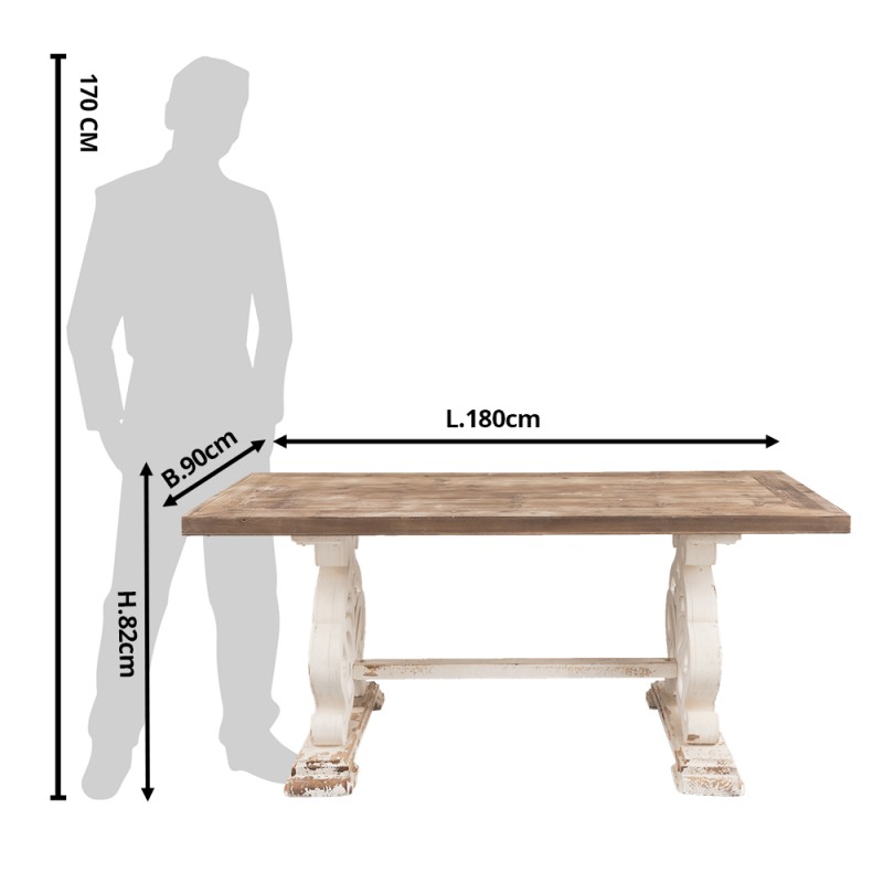 Clayre & Eef Tavolo da pranzo 180x90x82 cm Marrone Legno  Rettangolo