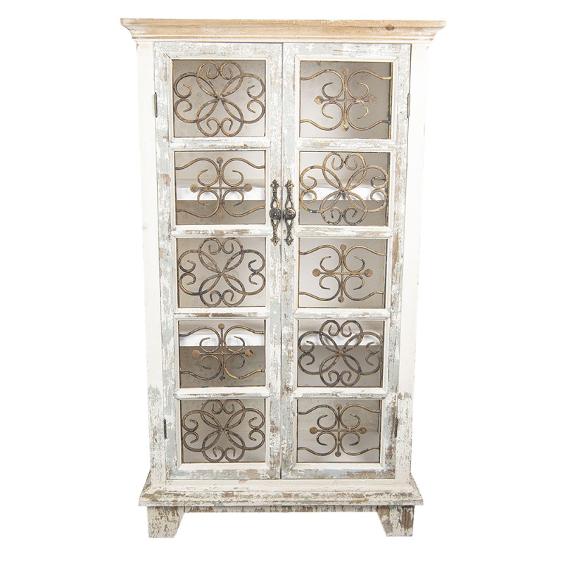 Clayre & Eef Kast  74x37x131 cm Wit Hout Ijzer Rechthoek