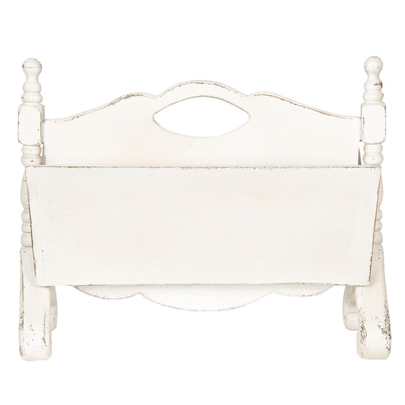 Clayre & Eef Tijdschriftenhouder  55x25x44 cm Wit Hout Rechthoek