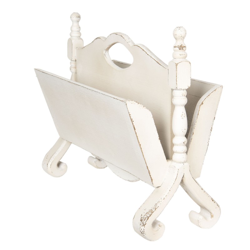 Clayre & Eef Tijdschriftenhouder  55x25x44 cm Wit Hout Rechthoek