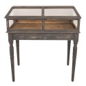 Clayre & Eef Vitrinenschrank 80x46x85 cm Grau Holz Glas