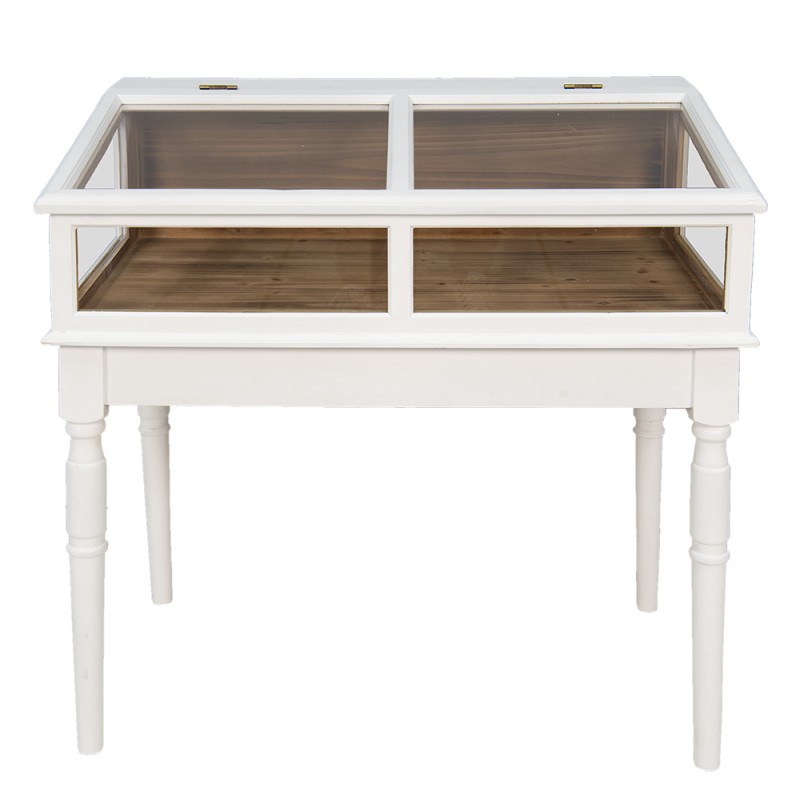 Clayre & Eef Display Cabinet 80x46x85 cm White Wood Glass
