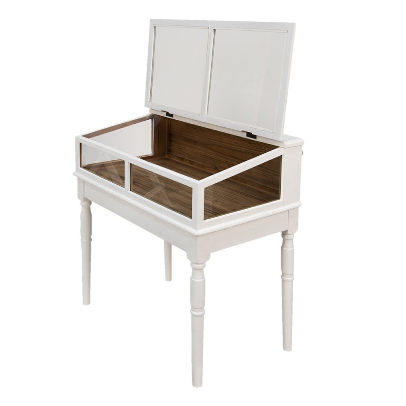 Clayre & Eef Display Cabinet 80x46x85 cm White Wood Glass