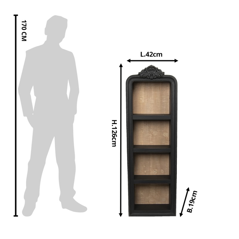 Clayre & Eef Wall Rack 42x19x126 cm Black Wood Rectangle