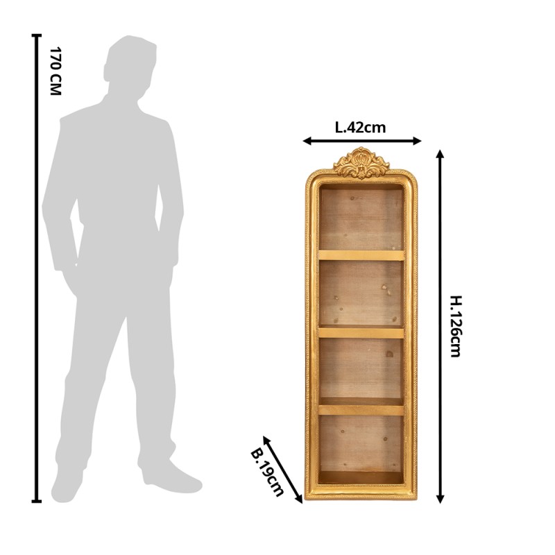 Clayre & Eef Scaffale da parete 42x19x126 cm Color oro Legno
