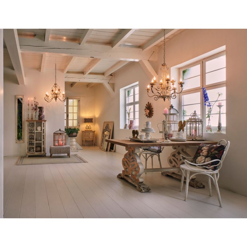Clayre & Eef Comodino 66x36x80 cm Bianco Legno Rettangolo
