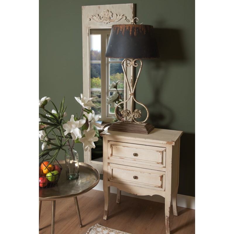 Clayre & Eef Comodino 66x36x80 cm Bianco Legno Rettangolo