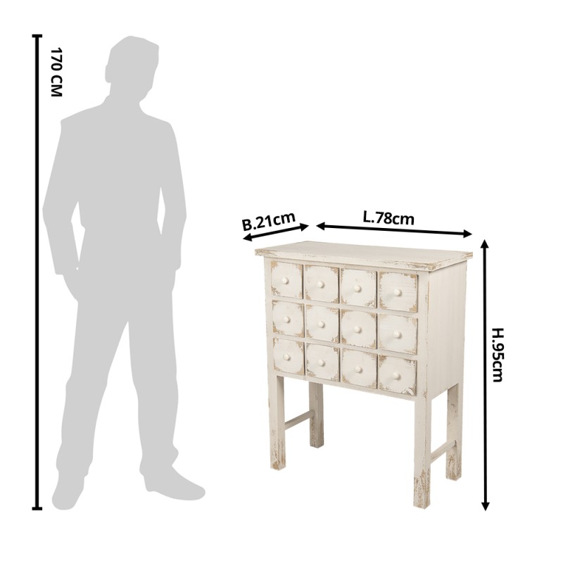 Clayre & Eef Ladekast  78x36x95 cm Wit Hout Rechthoek