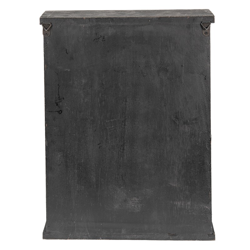 Clayre & Eef Key Cabinet 36x9x47 cm Black Wood Glass