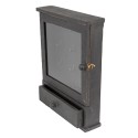 Clayre & Eef Key Cabinet 36x9x47 cm Black Wood Glass