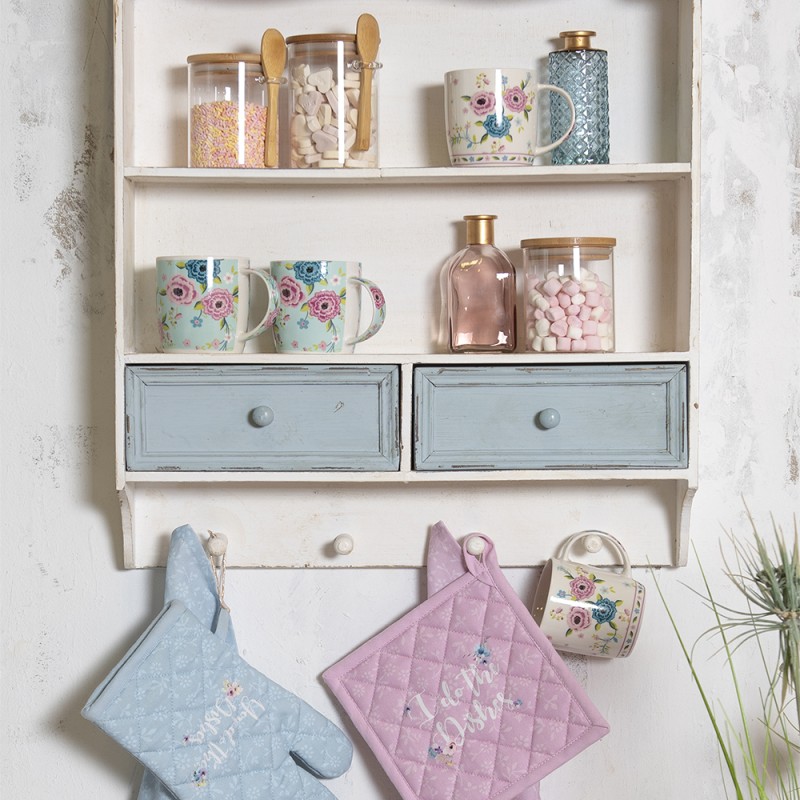 Clayre & Eef Etagère murale 56x13x60 cm Blanc Bois Rectangle