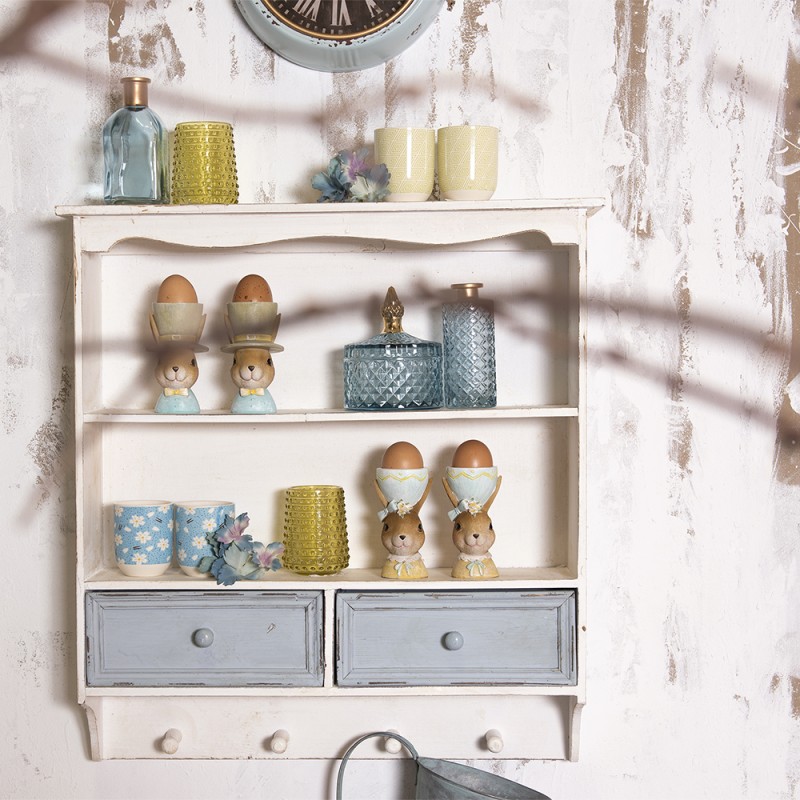 Clayre & Eef Wall Rack 56x13x60 cm White Wood Rectangle