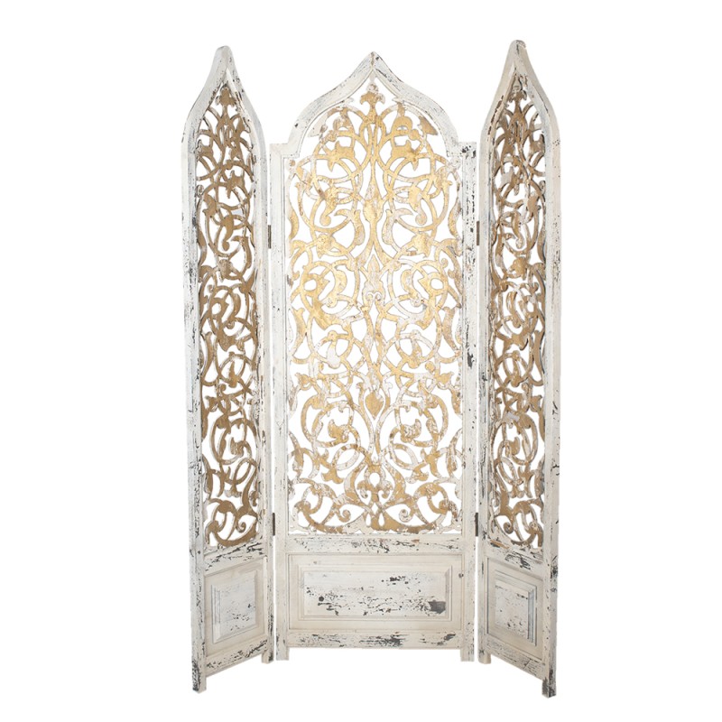 Clayre & Eef Room Divider 124x186 cm White Gold colored Wood Rectangle