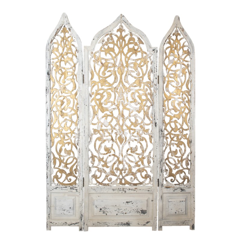 Clayre & Eef Room Divider 124x186 cm White Gold colored Wood Rectangle